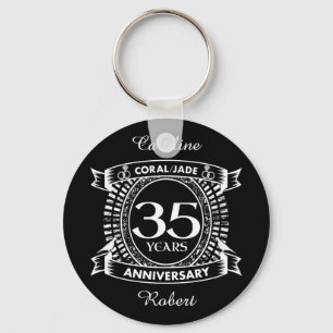35e trouwdag Coral Jade crest Sleutelhanger