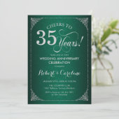 35e trouwdag - Groene zilveren damast Kaart (Staand voorkant)