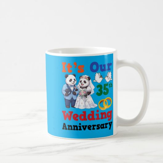 35e trouwdag Panda koppels samen Koffiemok (Rechts)