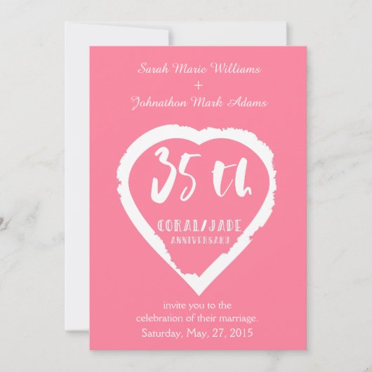 35e trouwdag traditioneel koraal jade kaart (Voorkant)