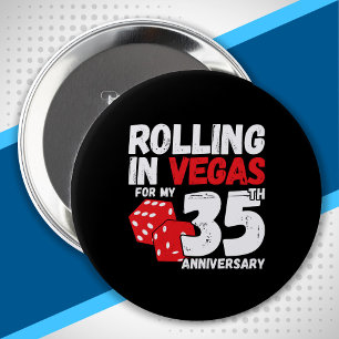 35e trouwdag Verloofd 35 jaar Las Vegas Reis Ronde Button 4,0 Cm