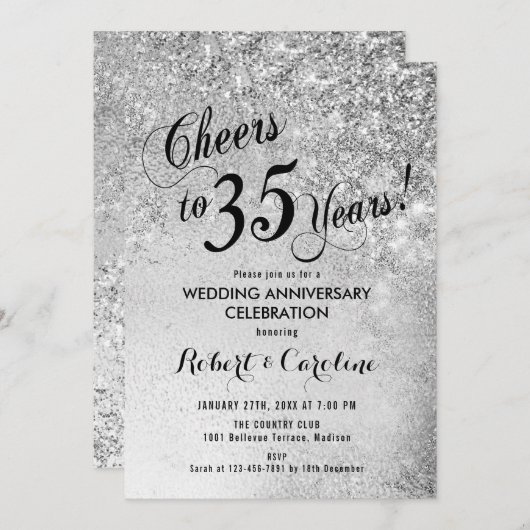 35e trouwdag zilver kaart (Voorkant / Achterkant)