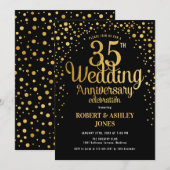 35e trouwdag - Zwart & Goud Kaart (Voorkant / Achterkant)