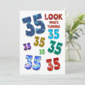 35e uitnodiging van de Birthday Party, kleurrijke  (Staand voorkant)