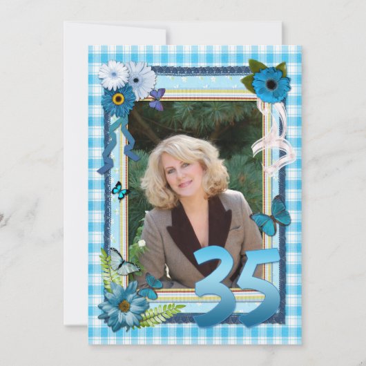 35e uitnodiging voor verjaardagsfeestje voor foto' (Voorkant)