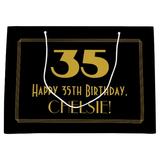 35e verjaardag — Art Deco geïnspireerd look "35" & Groot Cadeauzakje (Voorkant)