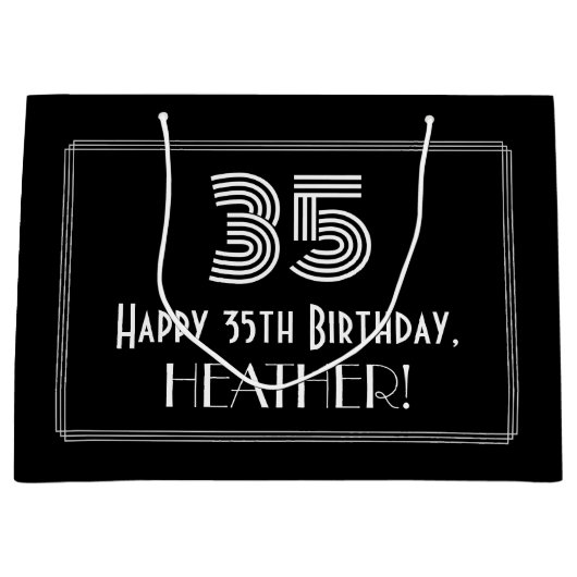 35e verjaardag — Art Deco geïnspireerd look "35" & Groot Cadeauzakje (Voorkant)