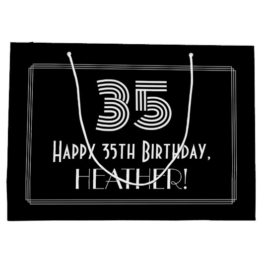 35e verjaardag — Art Deco geïnspireerd look "35" & Groot Cadeauzakje (Achterkant)