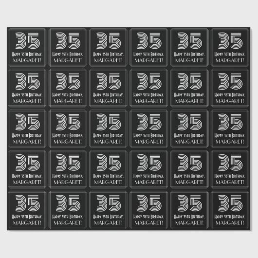 35e verjaardag: Art Deco geïnspireerd look "35" w  Cadeaupapier (Vlak)