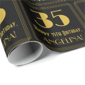 35e verjaardag ~ Art Deco Geïnspireerde look "35", Cadeaupapier (Rol Hoek)