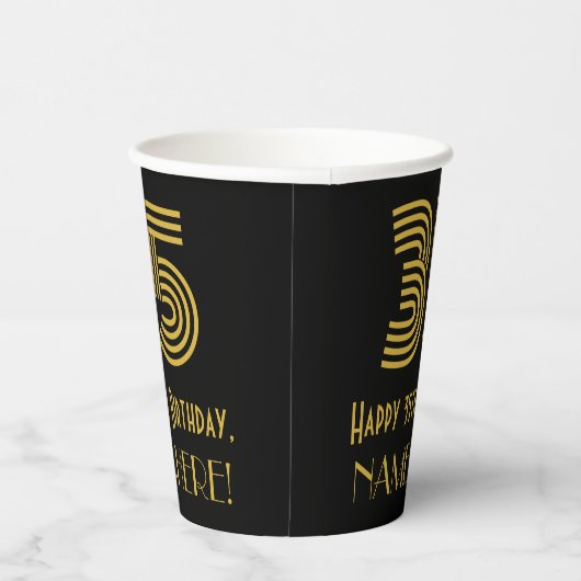 35e verjaardag: Art Deco Geïnspireerde look "35" e Papieren Bekers (Rechts)