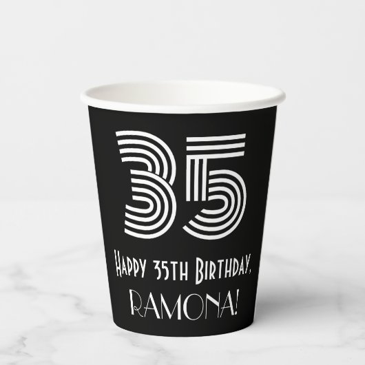 35e verjaardag — Art Deco Geïnspireerde look "35"  Papieren Bekers (Achterkant)