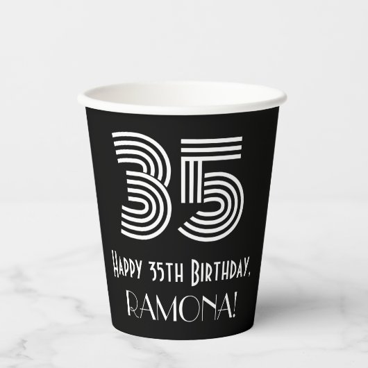 35e verjaardag — Art Deco Geïnspireerde look "35"  Papieren Bekers (Voorkant)