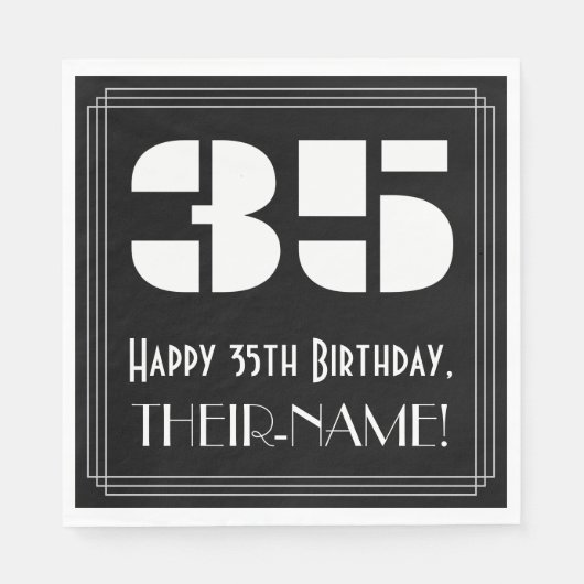 35e verjaardag: Art Deco Geïnspireerde look "35" + Servet (Voorkant)