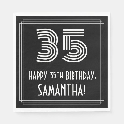 35e verjaardag: Art Deco Geïnspireerde look "35" + Servet (Voorkant)