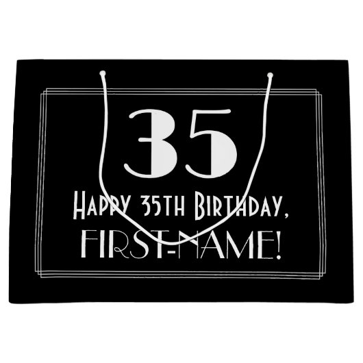 35e verjaardag: Art Deco geïnspireerde stijl "35", Groot Cadeauzakje (Voorkant)