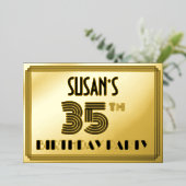35e verjaardag — Art Deco Style "35" en naam Folie Uitnodiging (Staand Voorkant)