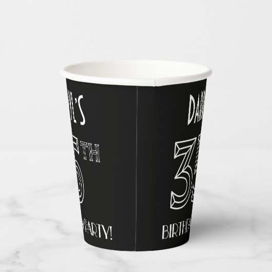 35e verjaardag: Art Deco Style + aangepaste naam Papieren Bekers (Rechts)