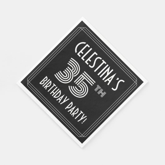 35e verjaardag: Art Deco Style + aangepaste naam Servet (Hoek)