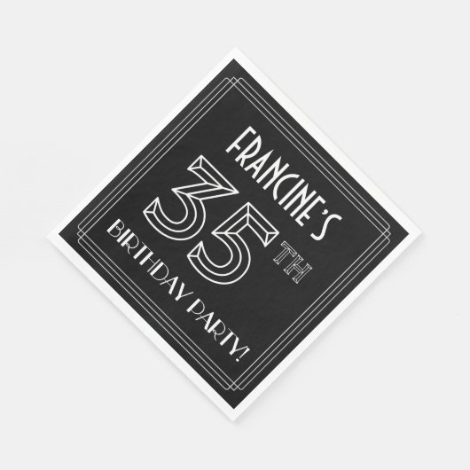 35e verjaardag: Art Deco Style + aangepaste naam Servet (Hoek)