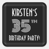 35e verjaardag: Art Deco Style en aangepaste naam Vierkante Sticker (Voorkant)
