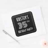 35e verjaardag: Art Deco Style en aangepaste naam Vierkante Sticker (Envelop)