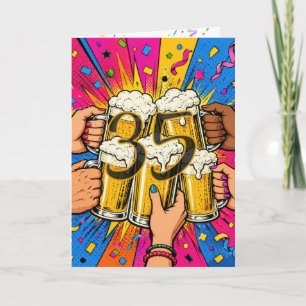 35e verjaardag bier toast in Pop Art Kaart