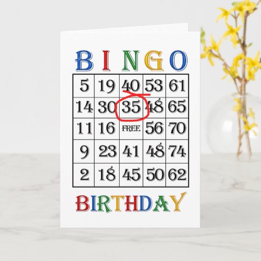 35e verjaardag Bingo kaart (Gele Bloem)