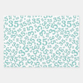 35e verjaardag Blauwgroen en wit nummerpatroon 35 Inpakpapier Vel (Voorkant 2)