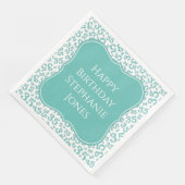 35e verjaardag Blauwgroen/White Random Pattern 35 Servet (Hoek)