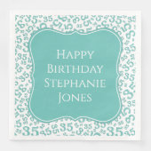 35e verjaardag Blauwgroen/White Random Pattern 35 Servet (Voorkant)