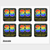 35e verjaardag: Colorful Music Symbols, Rainbow 35 Vierkante Sticker (Vel)