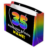 35e verjaardag: Colorful Rainbow # 35, aangepaste  Groot Cadeauzakje (Achterkant Gekanteld)
