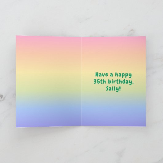 35e verjaardag: Colorful Rainbow # 35, aangepaste  Kaart (Binnen)