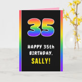 35e verjaardag: Colorful Rainbow # 35, aangepaste  Kaart (Gele Bloem)