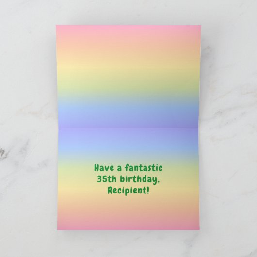 35e verjaardag: Colorful Rainbow # 35, aangepaste  Kaart (Binnen)