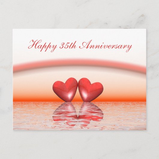 35e verjaardag Coral Hearts Briefkaart (Voorkant)