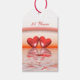 35e verjaardag Coral Hearts Cadeaulabel