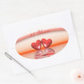 35e verjaardag Coral Hearts Ovale Sticker (Envelop)