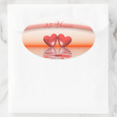 35e verjaardag Coral Hearts Ovale Sticker (Tas)
