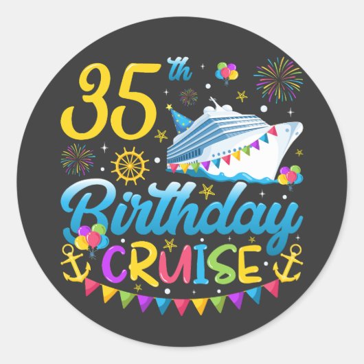 35e verjaardag Cruise B-Day Party Ronde Sticker (Voorkant)