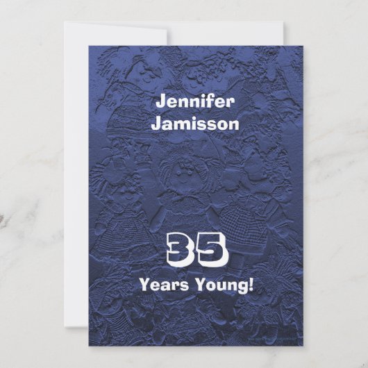 35e verjaardag Dark Blue Dolls Invitations Kaart (Voorkant)