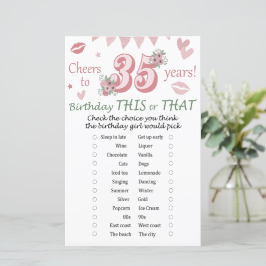 35e verjaardag Dit of dat spel (Staand voorkant)