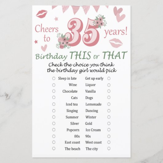 35e verjaardag Dit of dat spel (Voorkant)