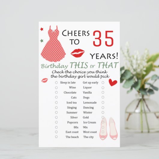 35e verjaardag Dit of dat spel (Staand voorkant)