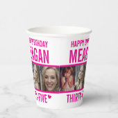 35e verjaardag drie foto's heet roze en wit papieren bekers (Rechts)