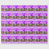 35e verjaardag drie foto's paarse dochter cadeaupapier (Vlak)