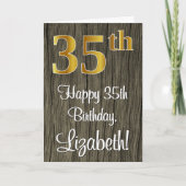 35e verjaardag: Elegant Faux Gold Look #, Faux Woo Kaart (Voorkant)