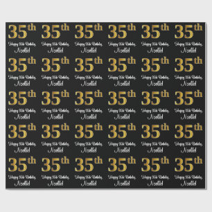 35e verjaardag: Elegant Luxe Faux Gold Look # Cadeaupapier