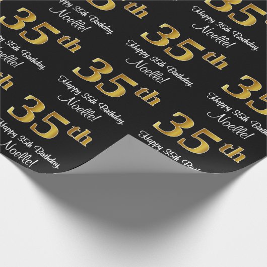 35e verjaardag: Elegant Luxe Faux Gold Look # Cadeaupapier (Hoek)